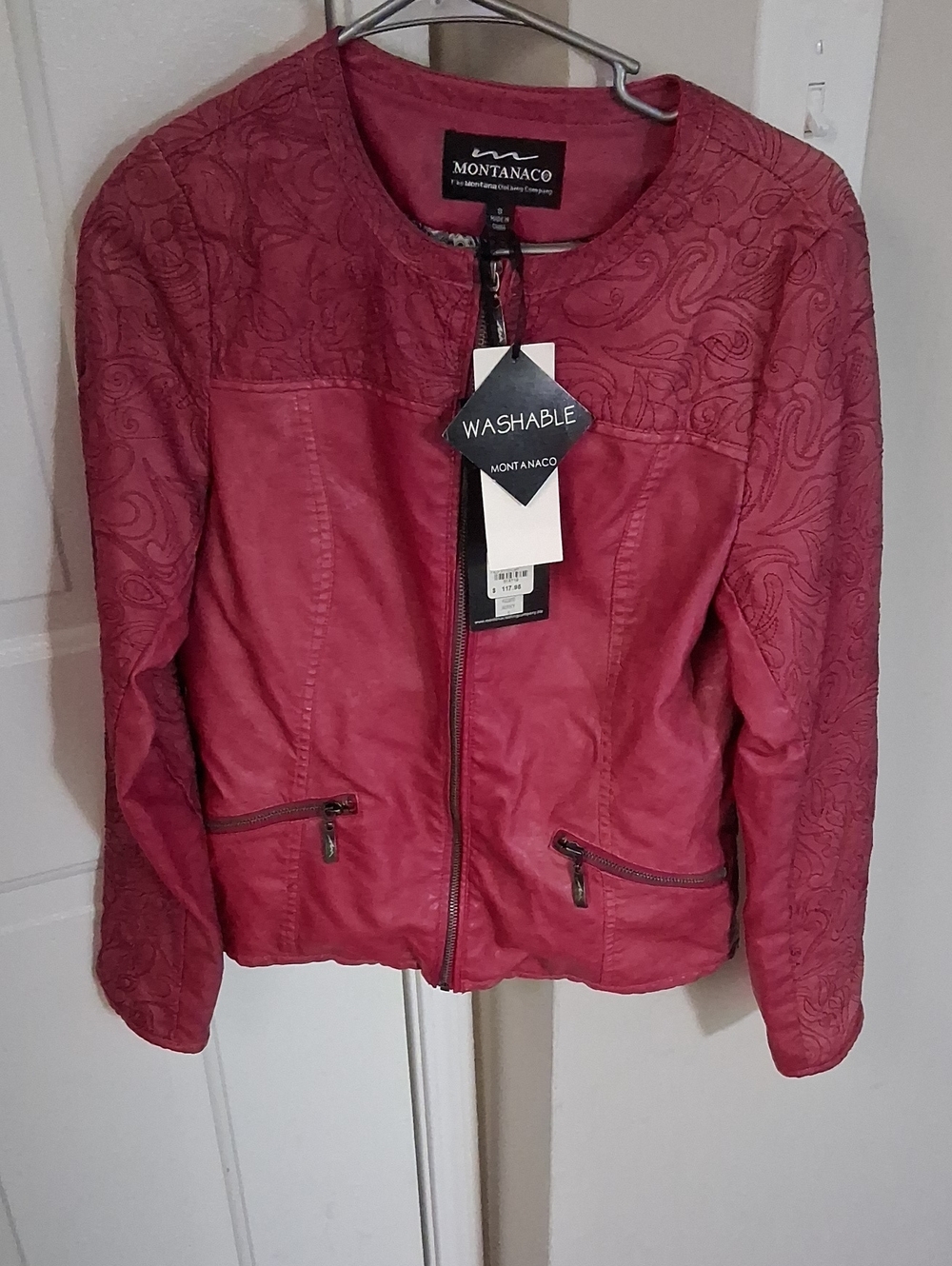 Montanaco Women's Rose Pink Quilted-Detail Zip Jacket